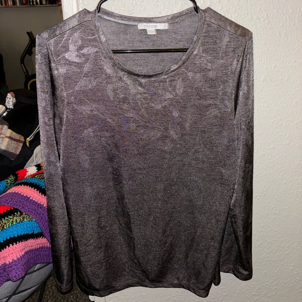 Chico's Charcoal Long Sleeve Tee Size 2
